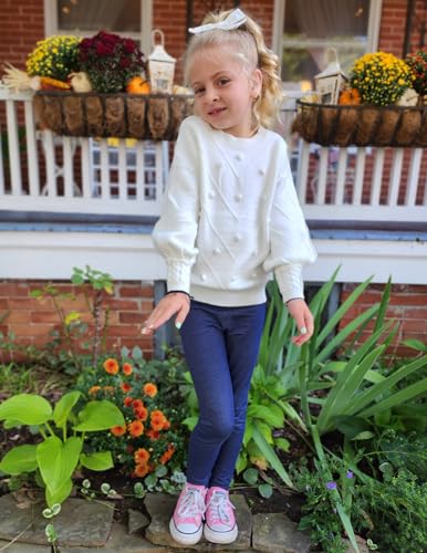 Image of Arshiner Kid Girls Crew Neck Lantern Sleeve Sweater Cute Jumper Top Pullover Outwear 5-13 Years