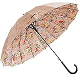 オカモト原宿店 雨傘 花柄 (グラスファイバー骨/軽量) 生地裏花柄 オレンジ サテン地 高級 60cm (ジャンプ傘 / 16本骨) グラスファイバー骨 風に強い 頑丈 プレゼント ギフト