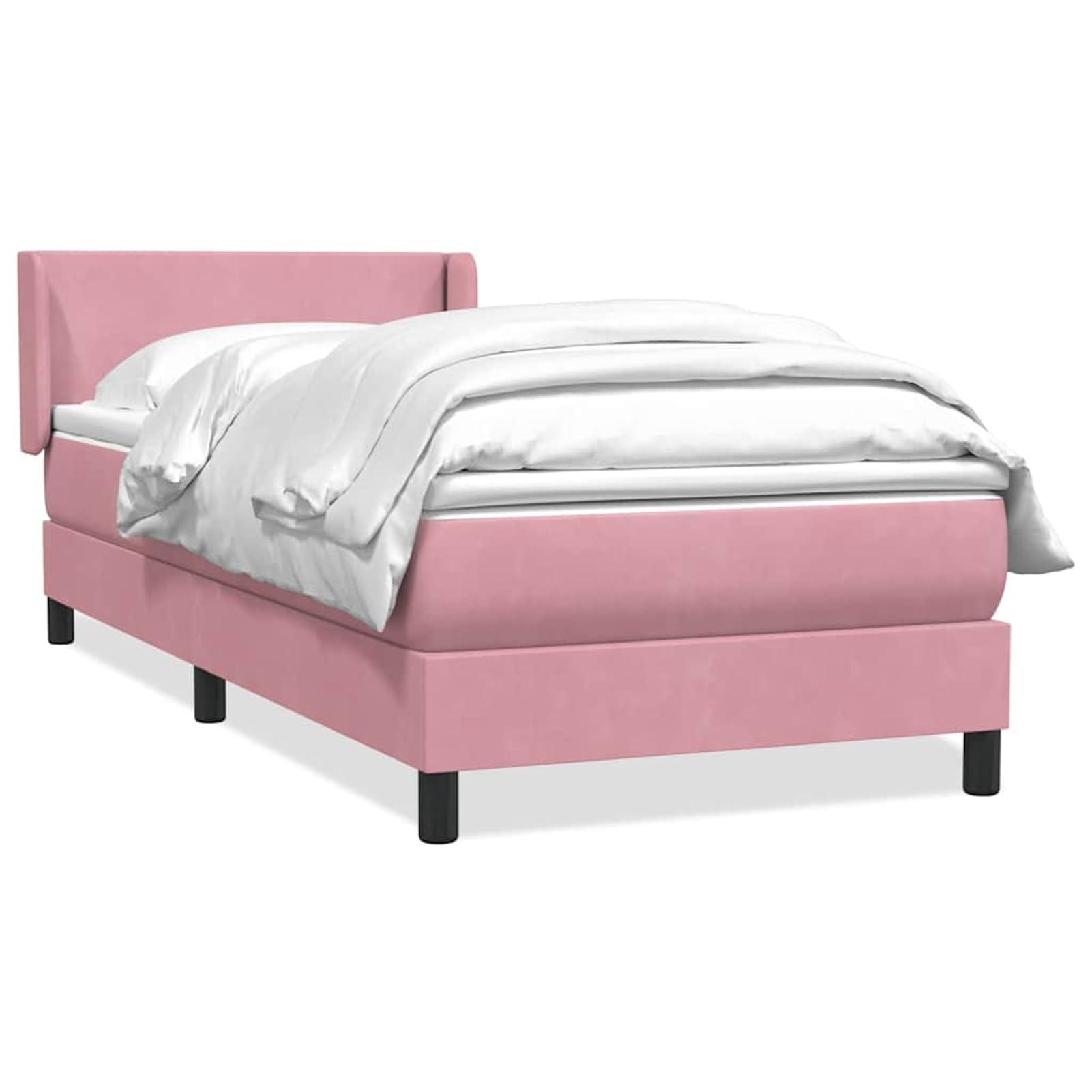 ATOMSTACK MAKER Letto a molle, rosa, 90 x 210 cm, con materasso a molle insacchettate, testiera in velluto regolabile e coprimaterasso traspirante, morbido, confortevole e facile da pulire