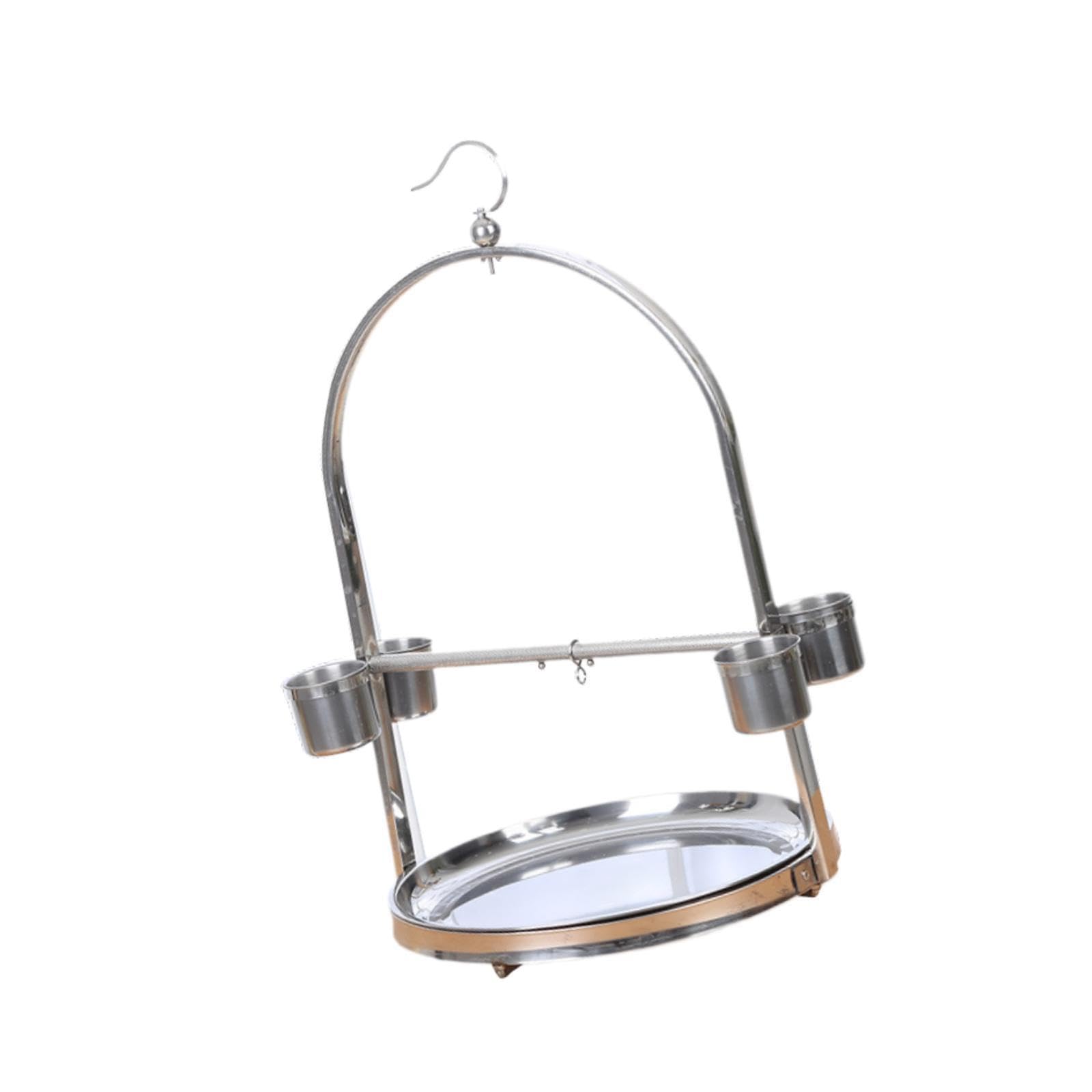 El Soporte de Juego de Percha para pájaros de Acero Inoxidable CREA un lúdico y Proporciona un Amplio Espacio para Las Aves Mascotas. Fácil, Plata, 36x60 centímetros