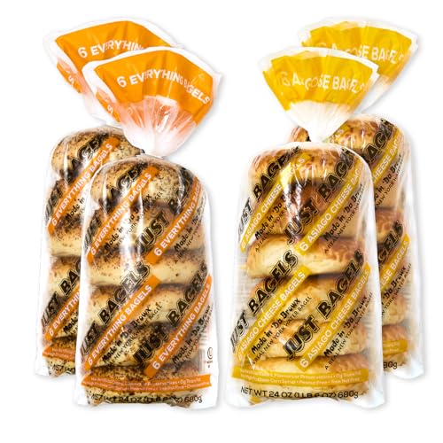 Just Bagels Mixed Bundle - 2 Bags of Everything & 2 Asiago - 24 Total Bagels Non-GMO