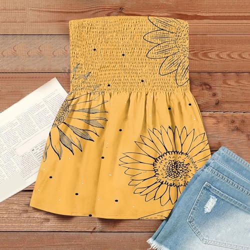 Womens Tube Tops Summer Strapless Bandeau Tank Casual Loose Tunic Sleeveless Shirts Off the Shoulder Flowy Blouses3