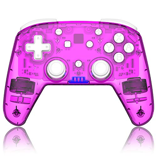 Preisvergleich Produktbild momen Controller für Nintendo Switch, Pro Controller Switch, Bluetooth Wireless Controller für Nintendo Switch / Switch Lite mit Dual Shock Turbo Funktion und 6-Achsen Gyroskop, Transparent Lila