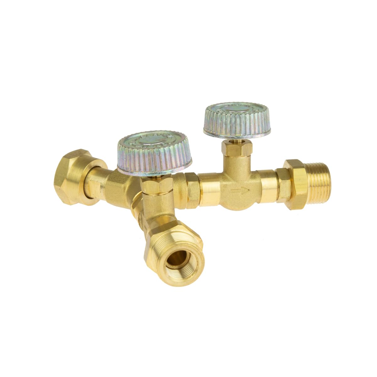 Raccord T Hasmi Doré Double Sortie M20x150, Laiton, Raccord de Gaz, T-connector, 10.5 x 12.5 cm, 1 Unité