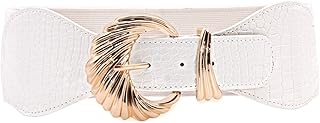 Sponsored Ad - ALAIX Women's Belt Stretchy Chunky Waist Belt PU Dress Belts Wide Cinch Belts Big Gold buckle Elastic Belts...