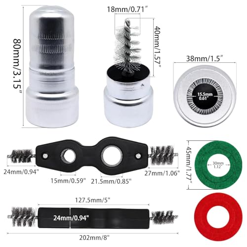Image of Battery Terminal Cleaner Kit, Battery Terminal Brush & 4 in 1 Copper Tubing Brush & 2pcs Anti-Corrosion Fiber Washers (Black & Red)