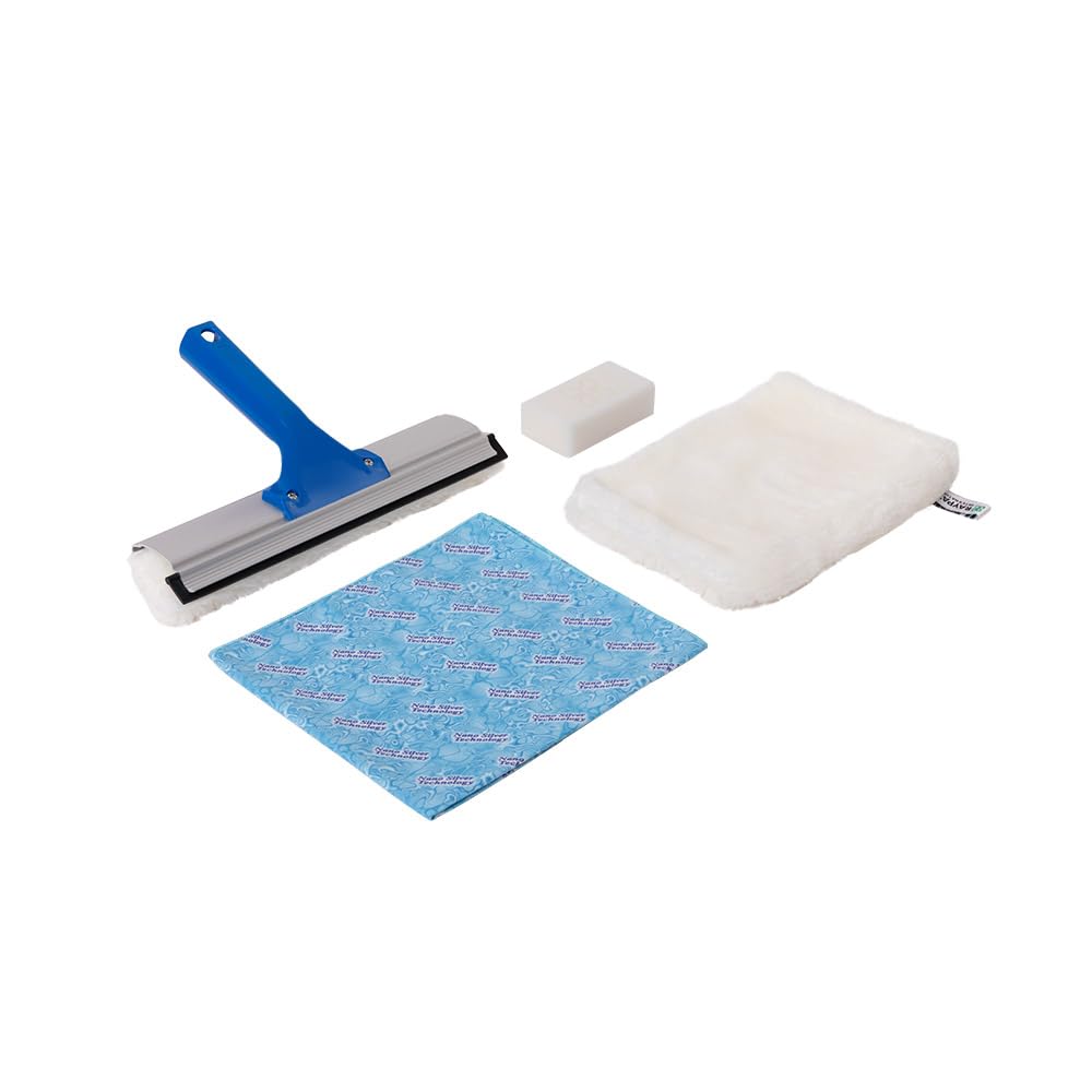 Kit Pulizia Vetri Mini – Panno Bianco | Express per Vetri | Sunbeam | Pulizia Ecologica Solo con Acqua, Senza Aloni né Detergenti | Ideale per Vetri Specchi e Telai | NanoSilver