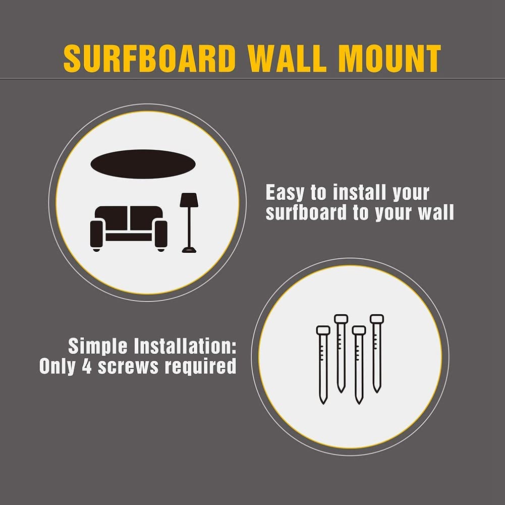 1 lot de supports muraux pour planches de surf - Support mural de rangement pour shortboards et longboards