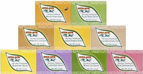 9 Variety Pack All Natural Handmade Soaps 3.5 oz Bar Gentle, Cleansing Natural Soap with No Artificial Fragrance or Colors, Made with Natural Oils, Safe and Effective!