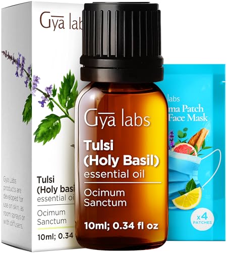 Image of 100% Pure Holy Basil (Tulsi) Essential Oil - 0.34 Fl Oz - Holy Basil (Tulsi) Oil for Hair, Skin, Diffuser, Aromatherapy & DIY Candle Making Scent