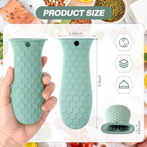 Patelai 2pcs Silicone Handle Cover for Cast Iron Skillet Kitchen Silicone Handles for Pots and Pans Non-Slip Pot Holder Sleeve for Fry Pan Griddles Metal Aluminum Cookware(Bright Green) - Image 5