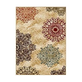 Antep Rugs Alfombras Modern Floral 5x7 Non-Skid (Non-Slip) Low Profile Pile Rubber Backing Indoor Area Rugs (Beige, 5' x… 51vw2apTAwL. SS280