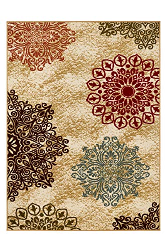 Antep-Rugs-Alfombras-Modern-Floral-5x7-Non-Skid-Non-Slip-Low-Profile-Pile-Rubber-Backing-Indoor-Area-Rugs-Beige-5-x-7 51vw2apTAwL
