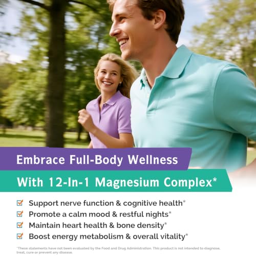 Image of Innate Vitality 12-in-1 Magnesium Complex, 500 mg Elemental Mag, with Magnesium Glycinate Malate Taurate Aspartate & More, Non-GMO, for Nerves, Sleep, Heart, Energy, 120 Veg Caps