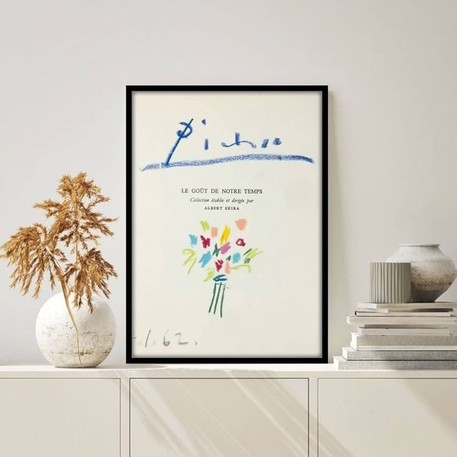 Amazon.co.jp: ピカソ クレヨン画 花束 A4サイズ フレーム付き