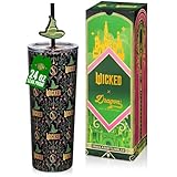 Dragon Glassware x Wicked 24 oz Vacuum Insulated Tumbler with Lid and Straw - Tumbler Cup with 2 Straws - Stainless Steel Tumbler with Straw Topper for Water, Iced Tea - Enchanted