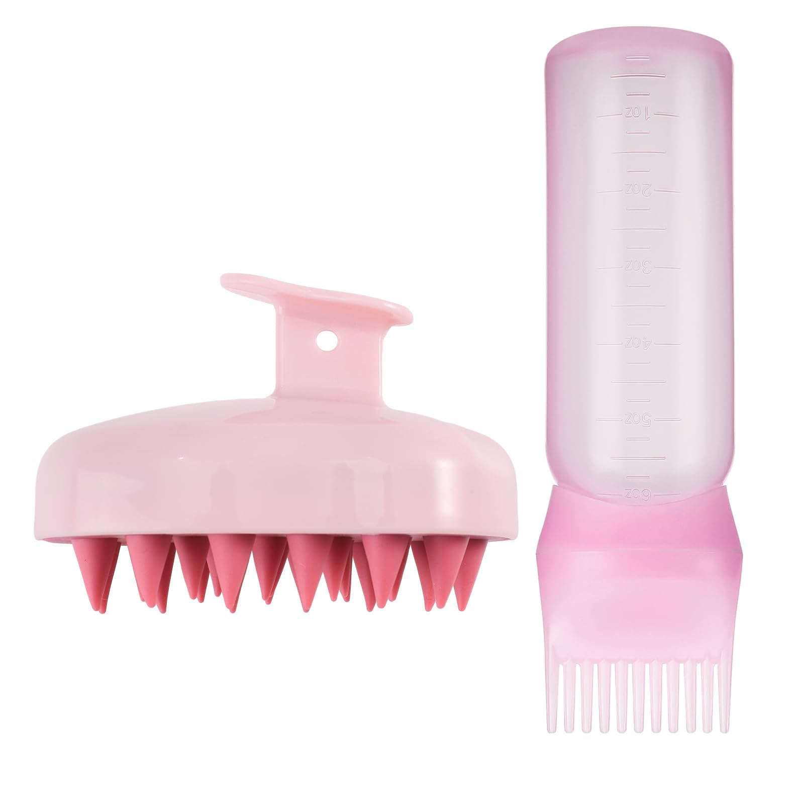 PAEFIU 2 Stücke Haaröl Applikator, Hair Oil Applicator Bottle und Kopfhaut Massagebürste, Wurzelkamm mit Abgestufter Skala Haarfärbebürste Applikator Flasche Haare für Hair Oiling Haar Colorationen