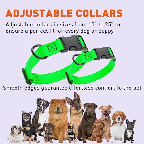 Image of Dogline Biothane Waterproof Dog Collar with Quick Release Buckle Strong Coated Nylon Webbing with Odor- Proof for Easy Care Easy to Clean Fits Small Medium Large Dogs, Lime Green 1 inch W 15-25 inch L