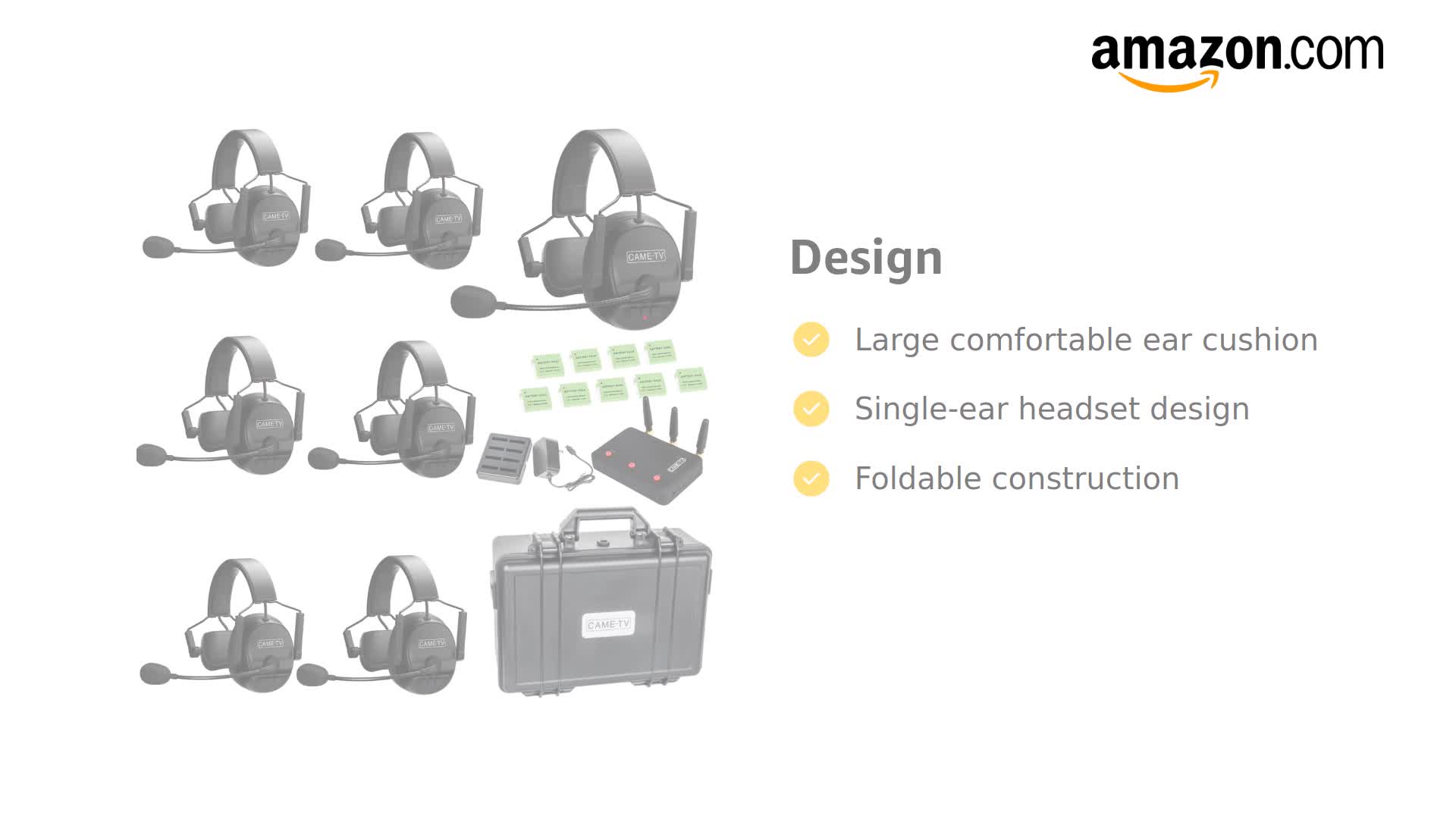 Amazon.com: cametv Kuminik8 1.9GHz Wireless Intercom Headsets