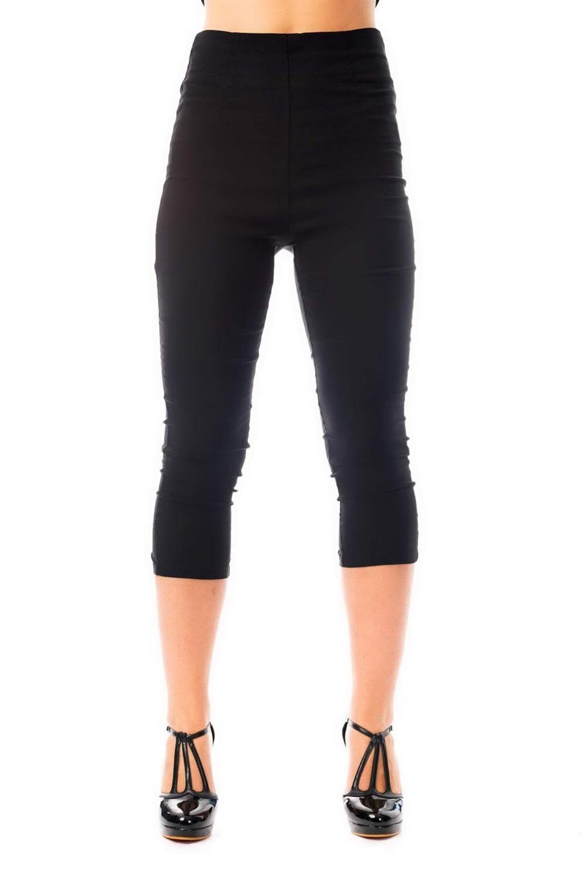 Ro Rox Ella Capri Pants Pedal Pushers Rockabilly Vintage Pinup Retro 1950's Trousers - Black (S)
