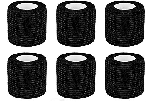 Vendajes cohesivos médicos Cinta autoadhesiva del abrigo Cinta elástica de primeros auxilios Negro 5cm X 4.5m 6 Volumen