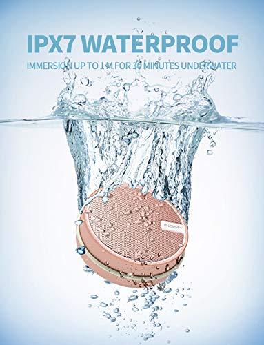 Image of INSMY C12 IPX7 Waterproof Shower Bluetooth Speaker, Portable Small Speaker, Speakers Bluetooth Wireless Loud Clear Sound Support TF Card Suction Cup for Outdoor Kayak Canoe Beach Gift (Cashmere Pink)