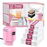 Set Sacchetti Sottovuoto Vestiti con Pompa (12 pz: 3XL, 3L, 3M, 3S). Ideale per compattare abiti da viaggio, biancheria e piumini. La Soluzione Perfetta per un