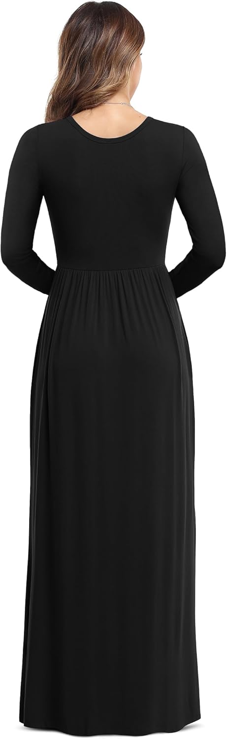 VIISHOW Women's Long Sleeve Loose Plain Maxi Dresses Casual Long Dresses with Pockets - Image 4