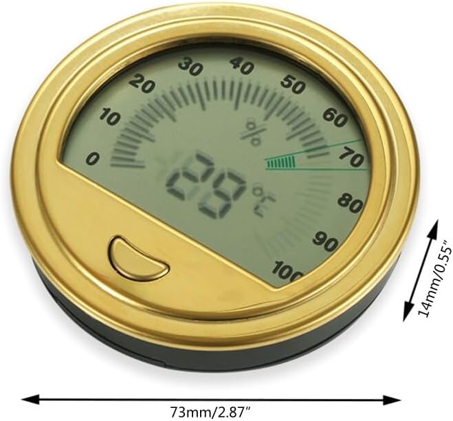 Digital Thermometer Hygrometer Humidity Temperature Meter for Cigar Round Shape M4YD (Color : Silver)