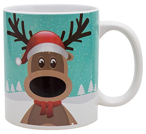 50Fifty 11 x 10.8 x 10.8 cm Reindeer Colour Change Mug, Sky Blue