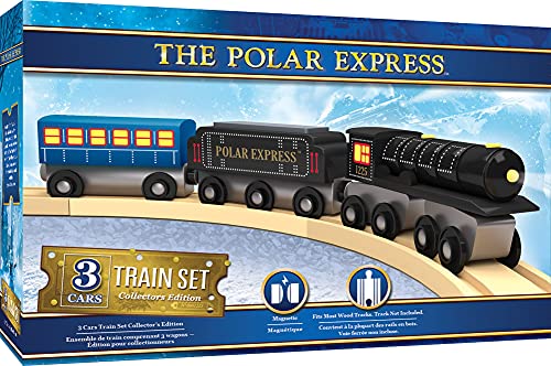 Masterpieces Polar Express-trein, 3-delige set, officieel gelicentieerd Collector's Edition speelgoed, houten magnetische motor en auto's, kinderen, peuters, jongens en meisjes, vanaf 3 jaar - Image 4
