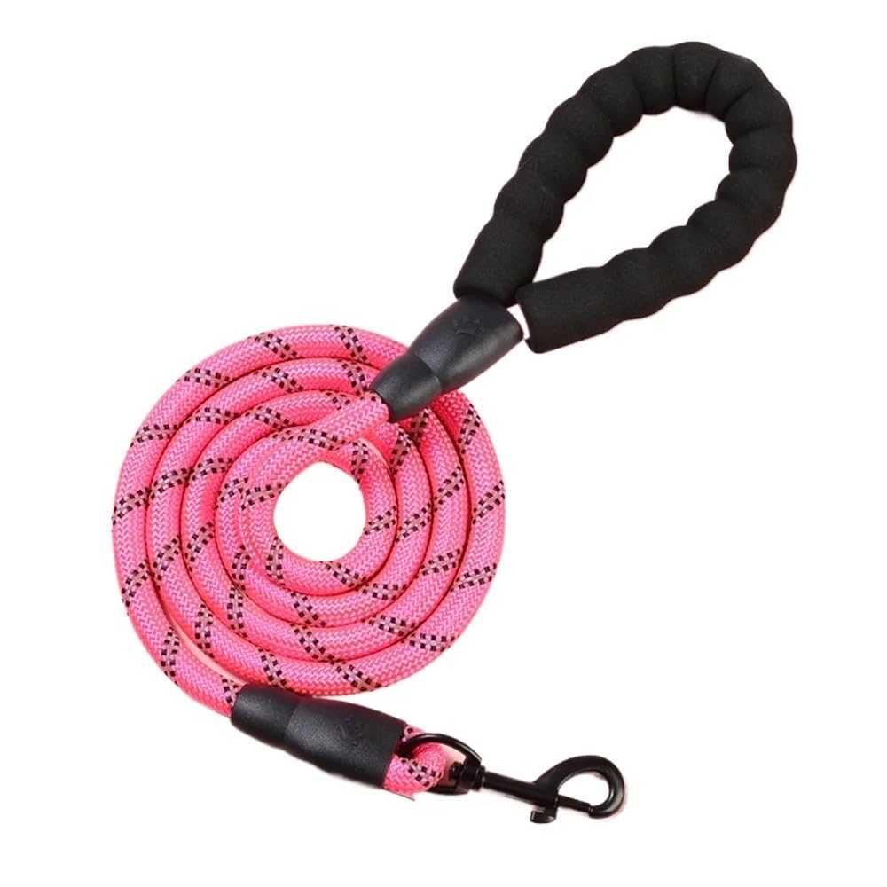 Longe pour chien réfléchissante rose de 120cm idéale pour les promenades nocturnes en ville