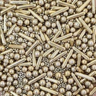 Oh So Glitter Metallic gold sprinkles shimmer rods pearls 100s and 1000s cupcakes cakes decoration wedding topper