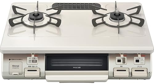 リンナイ ワンピーストップ ガステーブルコンロ 標準幅59cmタイプ 水なし片面焼 (強火力:右) (クリームベージュ) (プロパンガス用LPG) RT64MH7R2-CR-LP