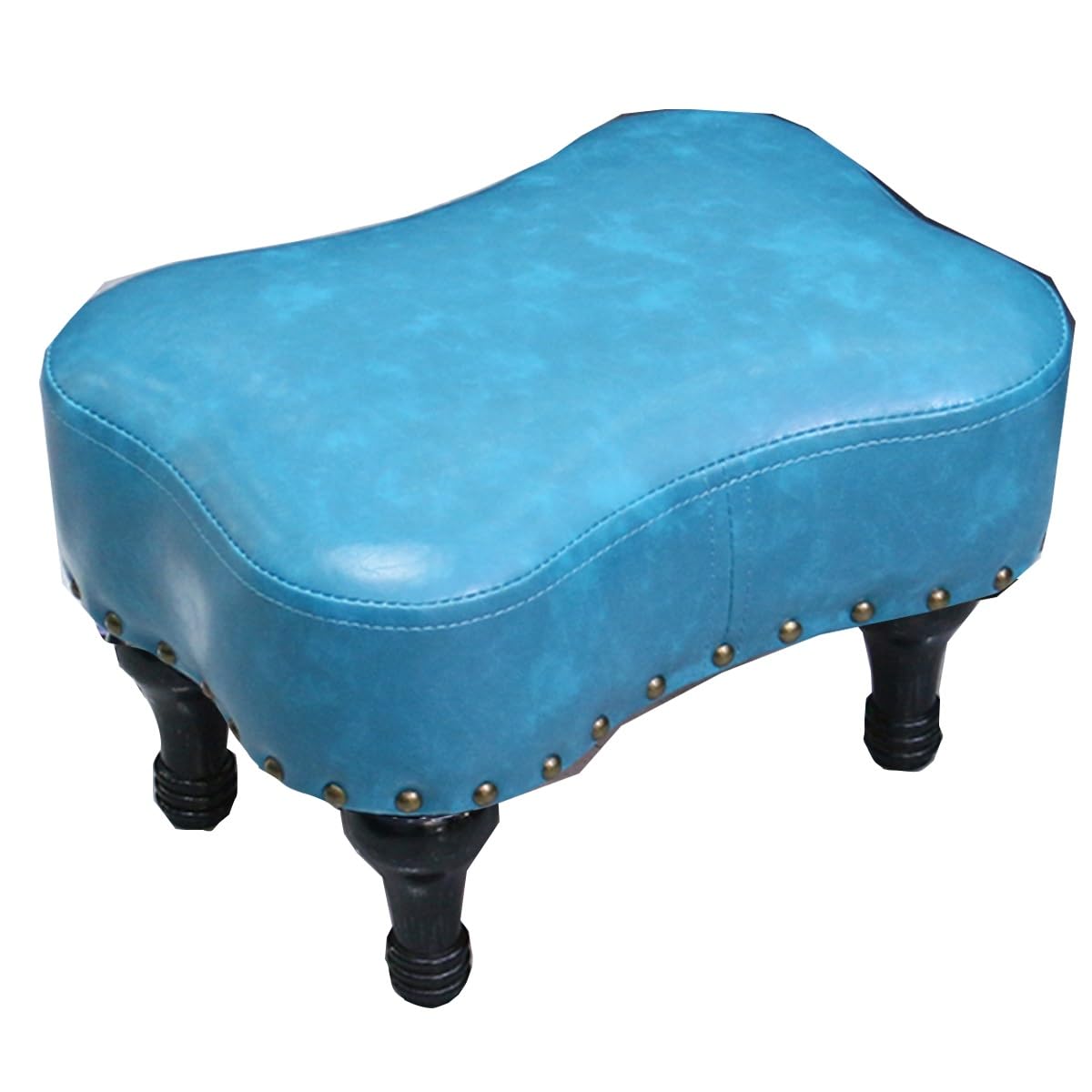 Tabouret escabeau moderne en cuir et bois pour chambre et entrée
