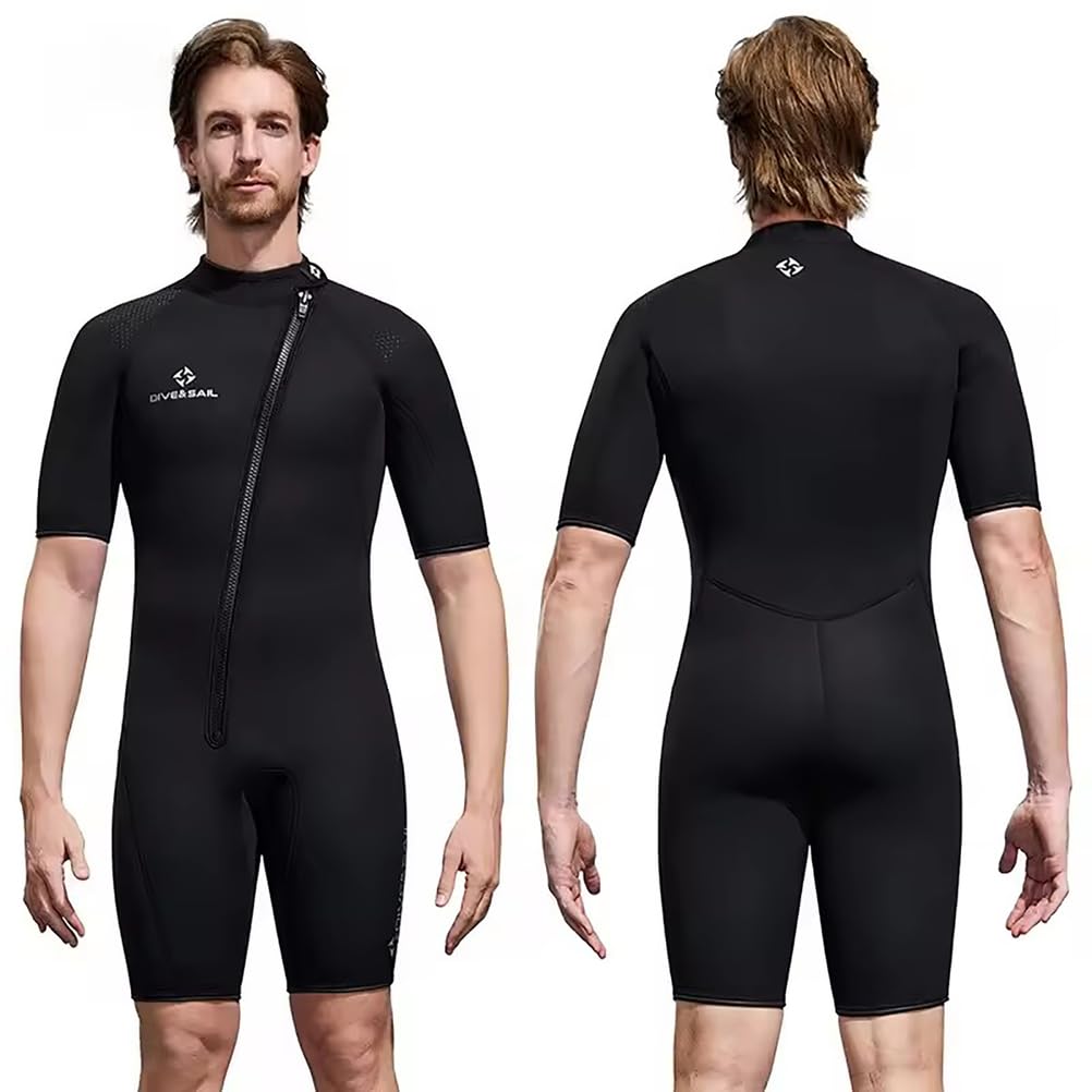 Combinaison Shorty 2mm en néoprène pour Homme et Femme – Combinaison de plongée Une pièce à Fermeture éclair Frontale, Manches Courtes et Jambes Courtes – Idéale pour Snorkeling, plongée
