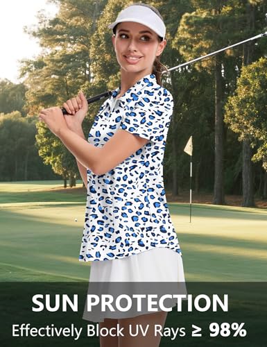 Image of LOMON Womens Golf Polo Shirt Summer Short Sleeve Quarter Zip Outfit