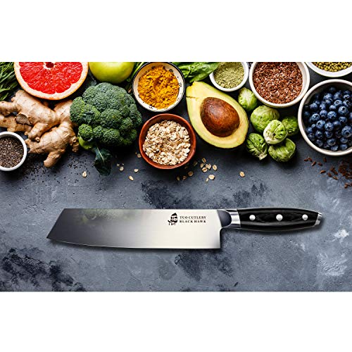 Image of TUO Kiritsuke Knife - 8.5 inch Kiritsuke Chef Knife - Japanese Vegetable Meat Knife - German HC Steel - Full Tang Pakkawood Handle - BLACK HAWK SERIES with Gift Box