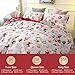 Argstar 3 Pcs Christmas Duvet Cover King Size, Satus Claus Deer Bell Present and Snowman Pattern Bedding Set, White Comforter Cover for New Year Decorations, 1 Duvet Cover and 2 Pillow Shams