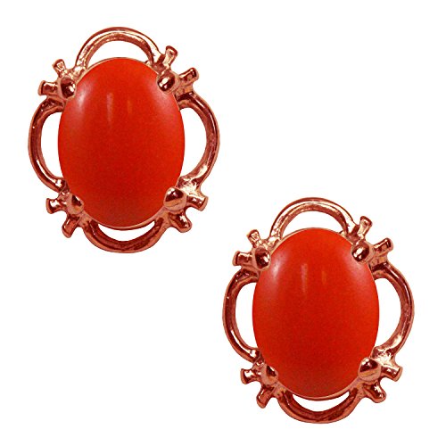 Boucles d'oreille corail pêche en or rose 9 ct | Le cadeau de luxe idéal avec boîte
