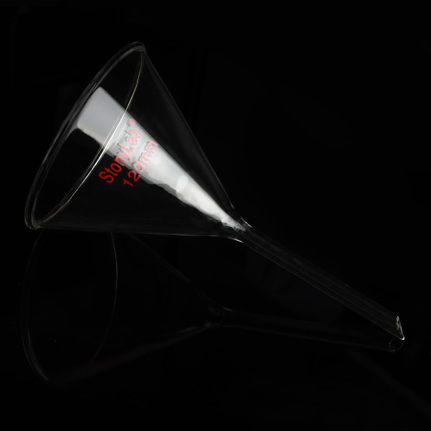 stonylab Entonnoir en Verre, Lot de 2 Entonnoirs à Filtre en Verre Borosilicaté à Paroi Épaisse à Col Court, Matériel de Laboratoire, Diamètre 120 mm