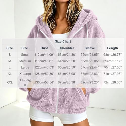 Womens Sherpa Hoodie Jacket Zip Up Fuzzy Fleece Casual Warm Sweatshirt Coat - image 4