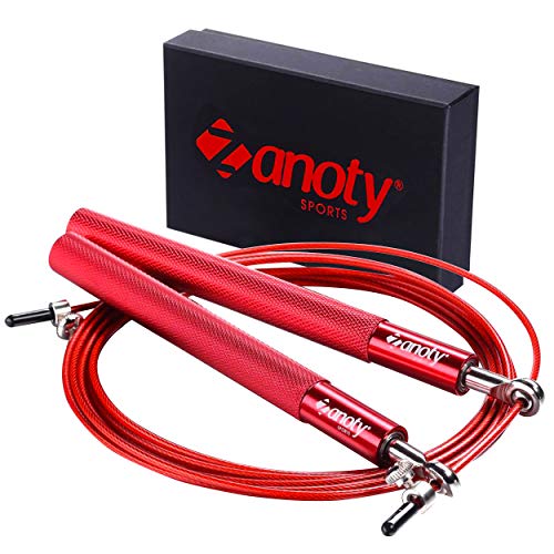 ZANOTY Jump Rope for Fitness - Tangle Free Skipping Rope both for Men & Women - Adjustable Length Crossfit Jumping Ropes for Speed Workout - Ideal for Boxing, Gym, Weight Loss & Indoor Exercise (Red)