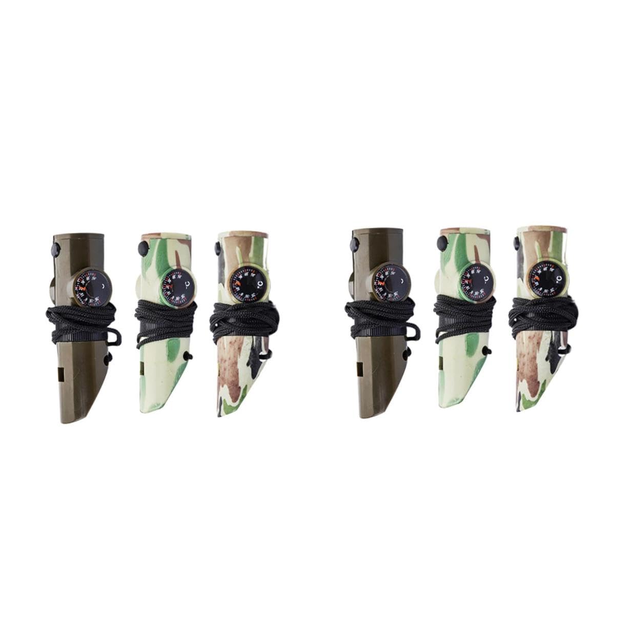 POPETPOP Sifflet De Survie en Plein Air Bac De Rangement Bac Rangement Sifflet De Sécurité Multi-Outils D'extérieur Étain Thermomètre Sifflet d'urgence Sifflet 7 en 1 Abdos