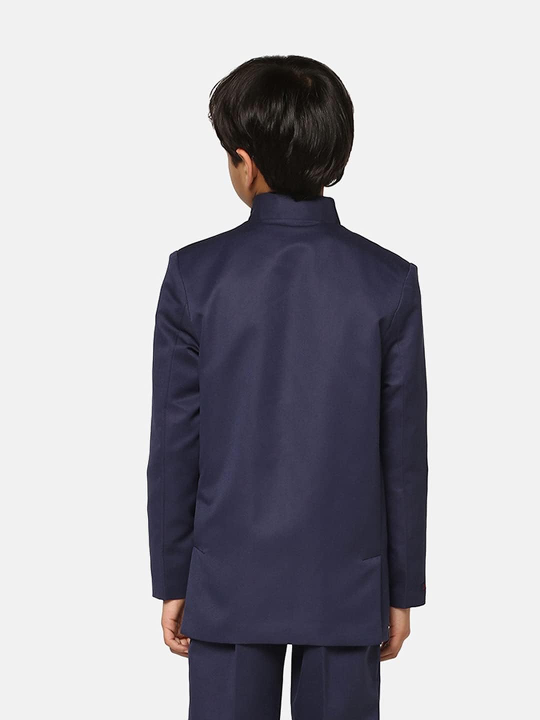 TAHVO Boys Cotton Blend Solid Notched Lapel Blazer (Blue2, 3-4 Year) 2