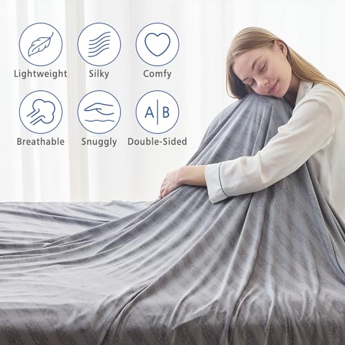 Image of EMME Cooling Blanket King Size, Summer Bed Blanket for Hot Sleepers, Thin Lightweight Cold Blankets for Sleeping, Throw Blanket for Couch, Double-Sided Keep Body Cool, Grey Bed Sheet