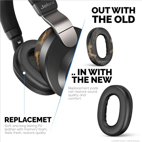 Almohadillas de repuesto para auriculares inalámbricos Jabra Elite 85H – Almohadillas de cuero PU suave y espuma viscoelástica para mayor comodidad, marca Brainwavz miniatura 5