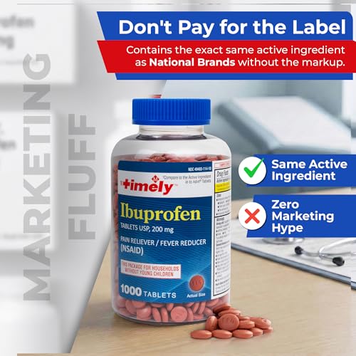 Image of TIME-Cap Labs Ibuprofen 200mg Pain Reliever & Fever Reducer, 1000 Tablets | Temporarily Relieves Minor Aches & Pains due to Headache, Toothache, Backache, Muscular Aches & Menstrual Cramps | For Adults