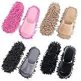 YOFAPA 4 Paare Waschbare Mopp Hausschuhe, Chenille Mop für Männer Frauen, Bodenreinigung saugfähige Hausschuhe, Hochleistungs-Staubentfernung, Wohnzimmer Schlafzimmer Badezimmer