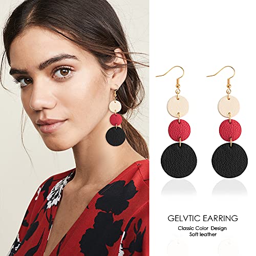 Leather Earrings Dangle Drop for Women, Teardrop Earrings Lightweight for Her4